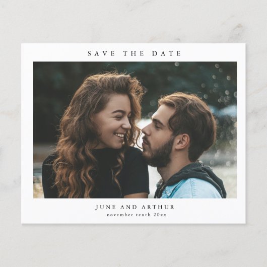 シンプルな予算フォトウェディングのSave the Date (正面)