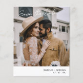 シンプルな予算結婚式のSave the Date QRコード写真 チラシ (正面)