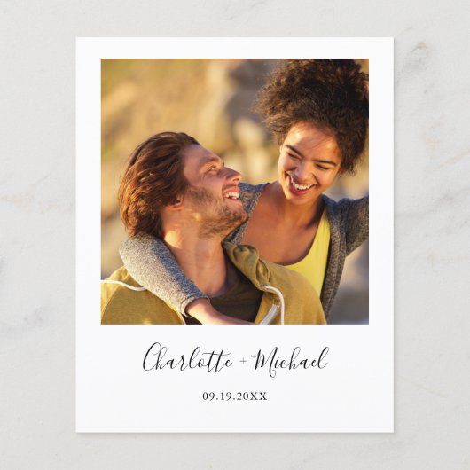 シンプルな予算結婚式招待状 - モノクロの写真付き (裏面)