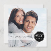 シンプルな二重イニシャルの写真の結婚式の正方形 招待状 (正面)