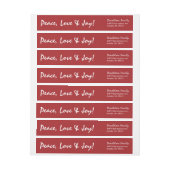 シンプルな休日の赤いラップアラウンドの差出人住所ラベル ラップアラウンドラベル (シート)