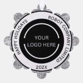 シンプルな会社ロゴと名前のシルバー オーナメントカード (裏面)