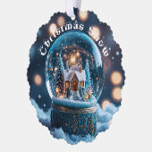 シンプルな伝統的なクリスマスの雪 オーナメントカード (左)