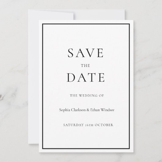 シンプルな伝統的なデジタル・セーブ・ザ・デートカード 招待状 (正面)