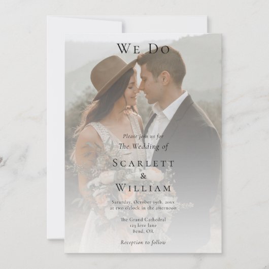 シンプルな伝統的ミニマリストの写真 結婚式 招待状 (正面)