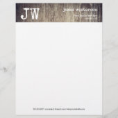 シンプルな作家のモノグラムの素朴な木製のヴィンテージ レターヘッド (正面)