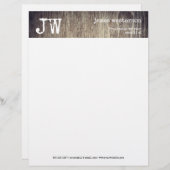 シンプルな作家のモノグラムの素朴な木製のヴィンテージ レターヘッド (正面/裏面)