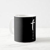 シンプルな信仰のクロス 黒と白のタイポグラフィ コーヒーマグカップ (正面左)