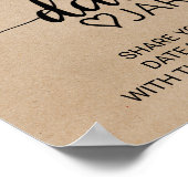 シンプルな偽のクラフトカリグラフィー日付ジャーサイン ポスター (角)