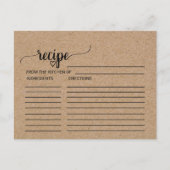 シンプルな偽のクラフト紙のウェディングシャワーレシピカード ポストカード (正面)