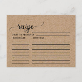 シンプルな偽のクラフト紙のウェディングシャワーレシピカード ポストカード