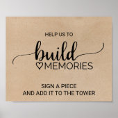 シンプルな偽のクラフト紙のカリグラフィーで思い出を築く ポスター (正面)