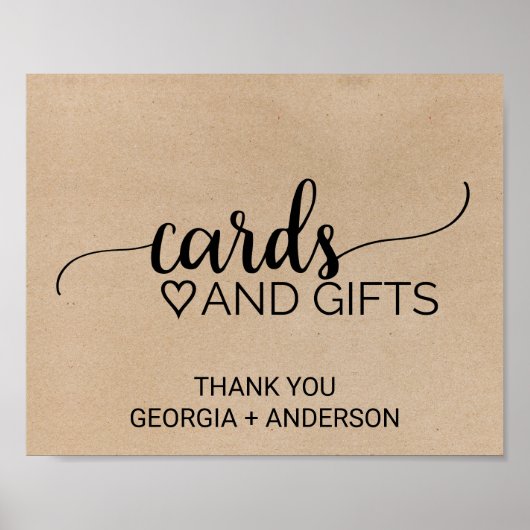 シンプルな偽のクラフト紙のカリグラフィーカードとギフト ポスター (正面)