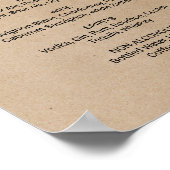 シンプルな偽のクラフト紙のカリグラフィー ドリンクメニュー看板 ポスター (角)