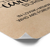 シンプルな偽のクラフト紙の「このキャンドルが燃える」看板 ポスター (角)