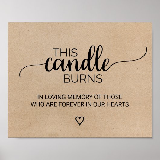 シンプルな偽のクラフト紙の「このキャンドルが燃える」看板 ポスター (正面)