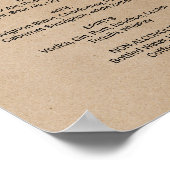 シンプルな偽のクラフト紙風カリグラフィードリンクメニュー看板 ポスター (角)