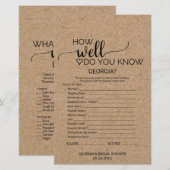 シンプルな偽のクラフト紙風「花嫁を知っていますか」ゲーム (正面/裏面)