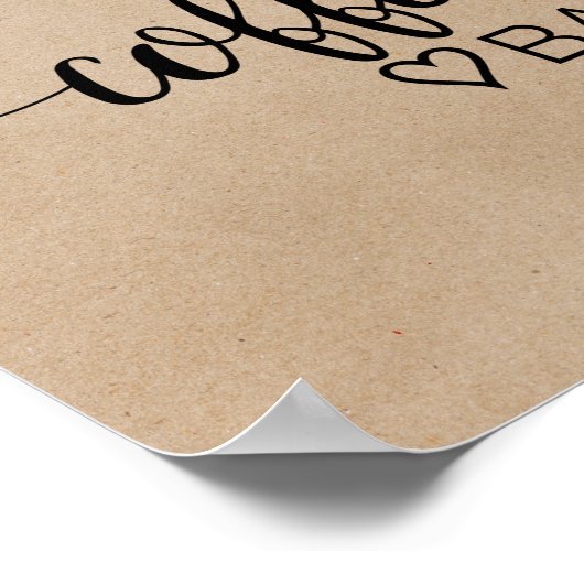 シンプルな偽クラフトカリグラフィーコーヒーバーサイン ポスター (角)