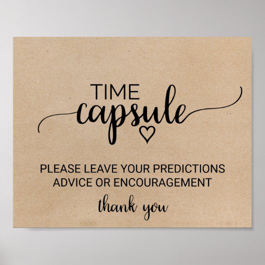 シンプルな偽クラフトカリグラフィータイムカプセルサイン ポスター (正面)