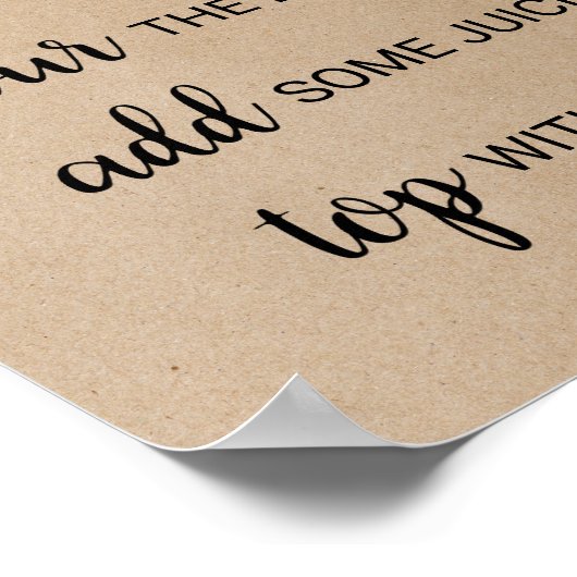 シンプルな偽クラフトカリグラフィーミモザバーの看板 ポスター (角)