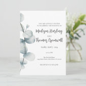 シンプルな優雅さ - ユーカリ - 結婚式の招待状 招待状 (スタンド正面)