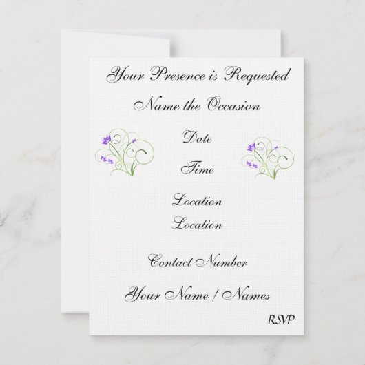 シンプルな優雅さ - SRF 招待状 (裏面)