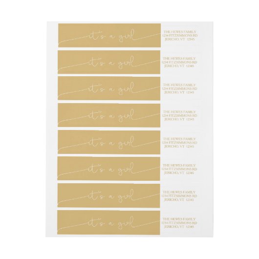 シンプルな優雅それは女の子の誕生の発表です ラップアラウンドラベル (シート)