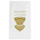 シンプルな優雅の金ゴールドのコルセットのランジェリーのブライダルシャワー スモールペーパーバッグ (正面)