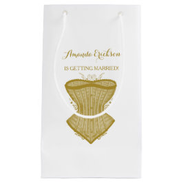 シンプルな優雅の金ゴールドのコルセットのランジェリーのブライダルシャワー スモールペーパーバッグ