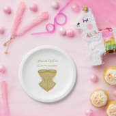 シンプルな優雅の金ゴールドのコルセットのランジェリーのブライダルシャワー ペーパープレート (パーティー)