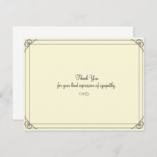 シンプルな優雅悔やみや弔慰のサンキューカード サンキューカード (正面/裏面)