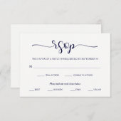 シンプルな優雅|のミニマルな濃紺そして白いRSVP 出欠カード (正面/裏面)