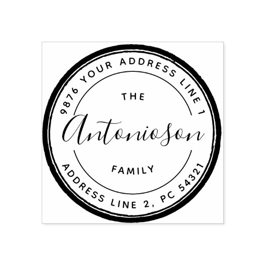 シンプルな円形の署名 ラバースタンプ (インプリント)