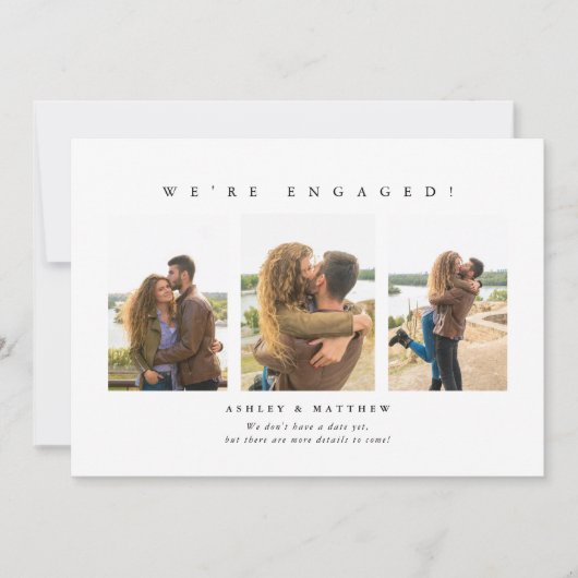 シンプルな写真でのエンゲージメント発表 招待状 (正面)