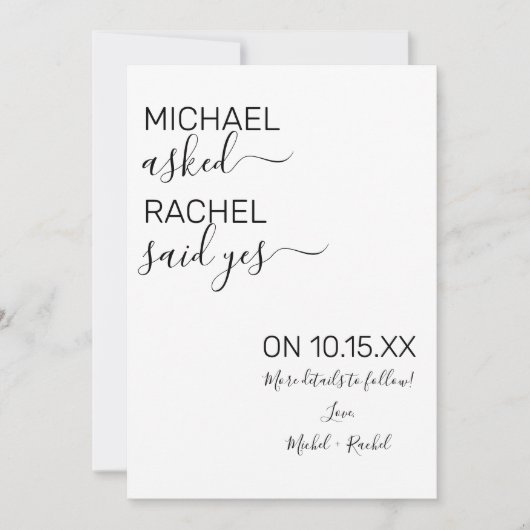 シンプルな写真での婚約発表 案内状 (正面)