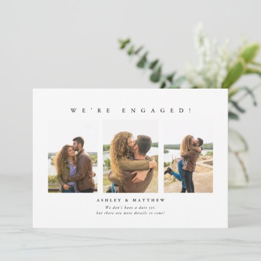 シンプルな写真でエンゲージメント発表 招待状 (スタンド正面)