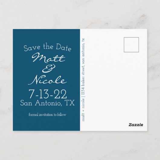 シンプルな写真でセーブ・ザ・デートのポストカード ポストカード (裏面)