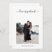 シンプルな写真で延期する結婚式の日程変更のお知らせ 案内状 (正面/裏面)