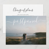 シンプルな写真で延期のお知らせ 結婚式の日程変更 案内状 (正面/裏面)