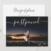 シンプルな写真で延期発表 結婚式の日程変更のお知らせ 案内状 (正面/裏面)