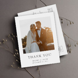 シンプルな写真のエレガントな結婚式のお礼 ポストカード