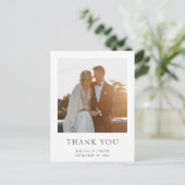 シンプルな写真のエレガントな結婚式のお礼 ポストカード (スタンド正面)