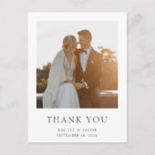 シンプルな写真のエレガントな結婚式のお礼 ポストカード (正面)