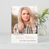 シンプルな写真のモモの名前-卒業の発表 招待状 (スタンド正面)