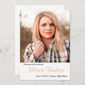 シンプルな写真のモモの名前-卒業の発表 招待状 (正面/裏面)