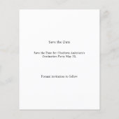 シンプルな写真の卒業お知らせ・予算に優しいSave the Date チラシ (裏面)