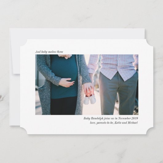 シンプルな写真の妊娠の発表滑らかにすれば 招待状 (正面)