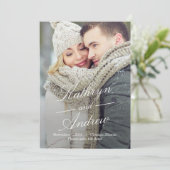 シンプルな写真の結婚式お知らせカード セーブザデート (スタンド正面)