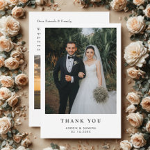 シンプルな写真の結婚式サンクスカード